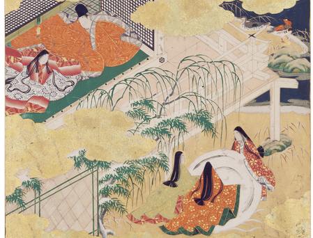 picture: a drawing of Japanese noble people in the Heian era